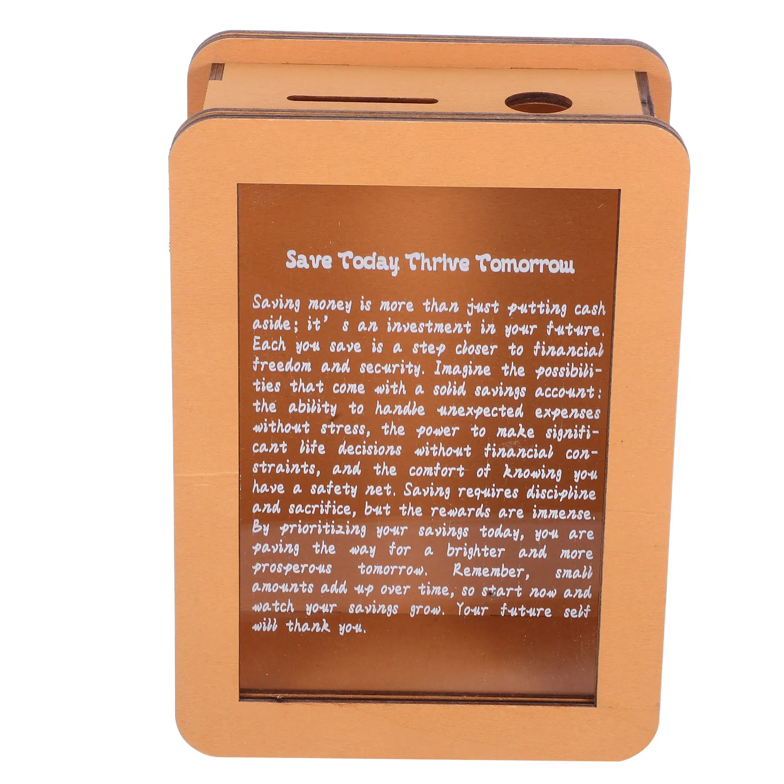 

Wooden Piggy Bank Clear Acrylic Motivational Savings Box Money Jar Coin Holder Cash Container Decorative for Adults Kids