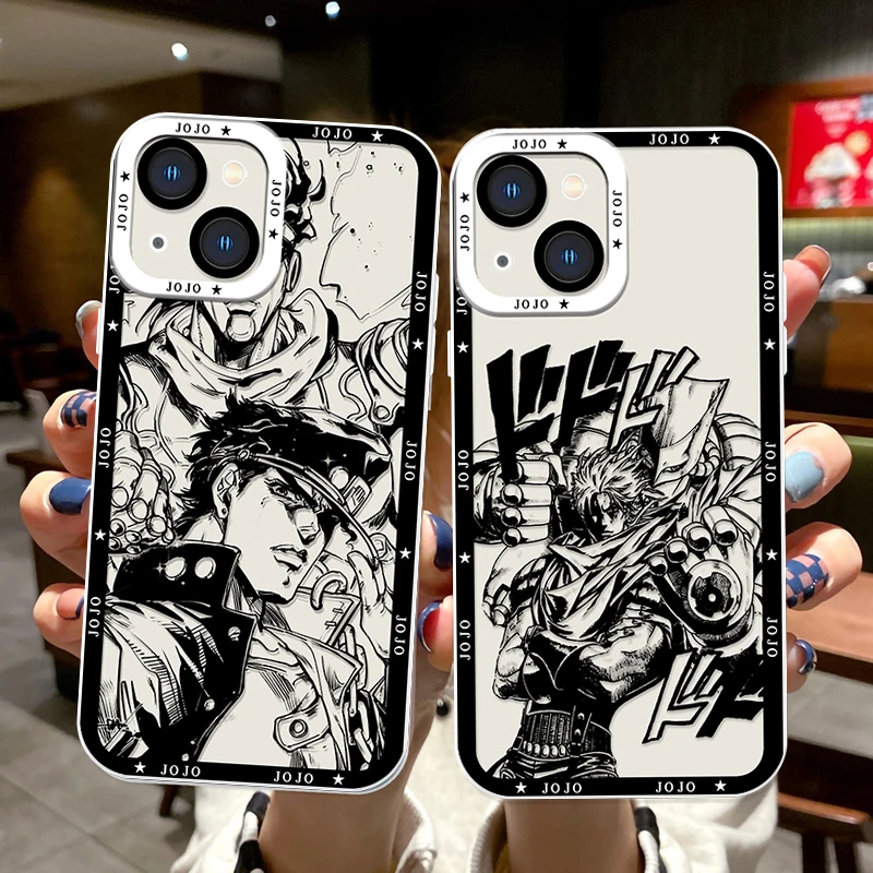 Custodia per iPhone Bizarre Adventure di Anime JoJo per Apple 14 13 12 11 Mini XS XR X Pro MAX Plus SE Angel Eyes Cover trasparente