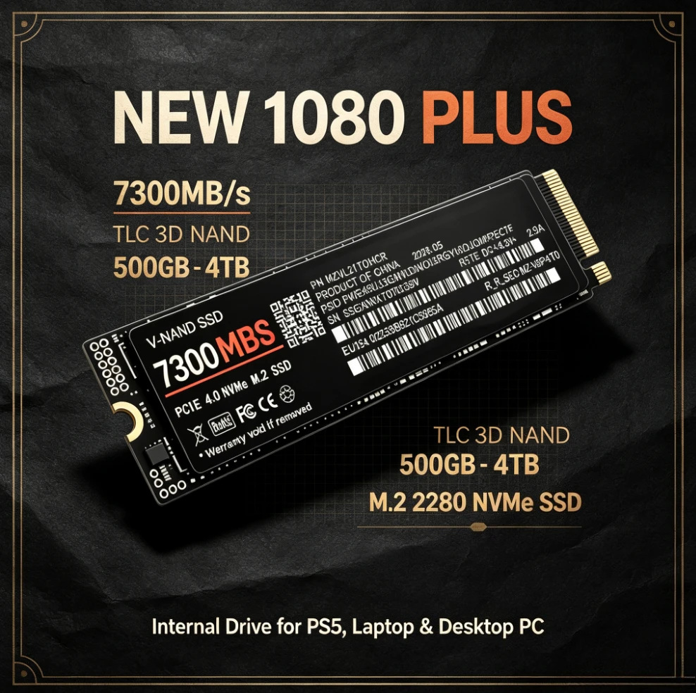 NEW M.2 NVMe SSD 1080 PLUS PCIe 4.0 X4 7300MB/s TLC 3D NAND 2280 Internal Drive 500GB 1TB 2TB 4TB for PS5 Laptop Desktop PC