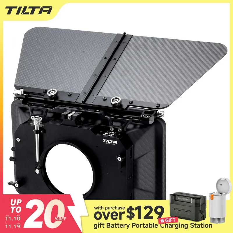 TILTA MB-T12 4×5.65 Carbon Fiber Matte Box (Clamp-on) with Single Backing for 15mm rod support rig for 5D4 RED ARRI SONY DSLR