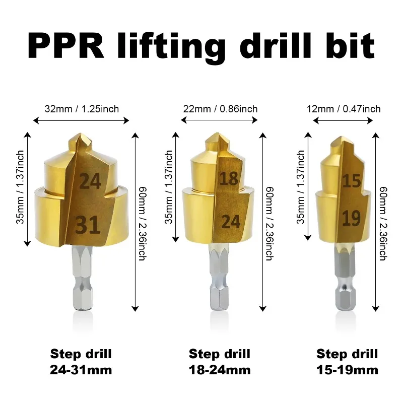 

20/25/32mm 2-Blade PPR Water Pipe Reamer Drill Bit Hex Shank Chamfer Tool for Pipe Connection & Installation