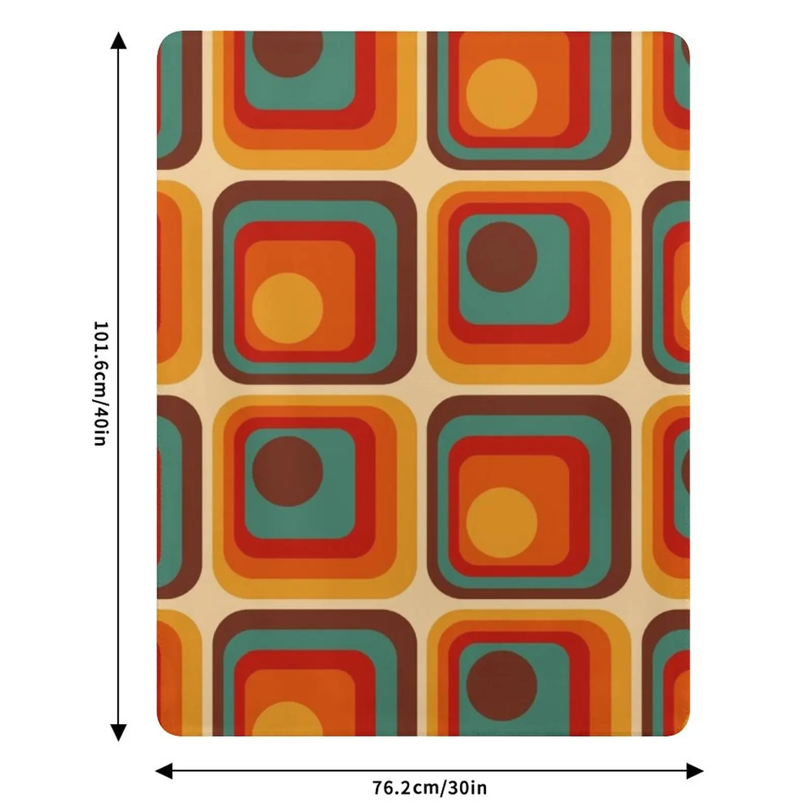 Retro Geometric Gradient Square and Circle Pattern 221 Throw Blanket Vintage Loose Plaid Quilt Blankets