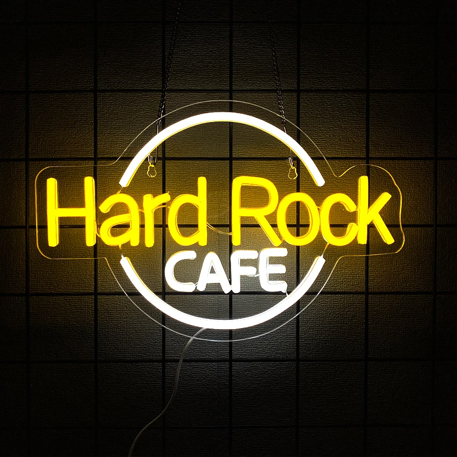 Hard Rock Cafe Neon Sign, Led Neon Light for Wall Decor,Rock Music Neon Light for Bar Garage Man Cave Wall Decor