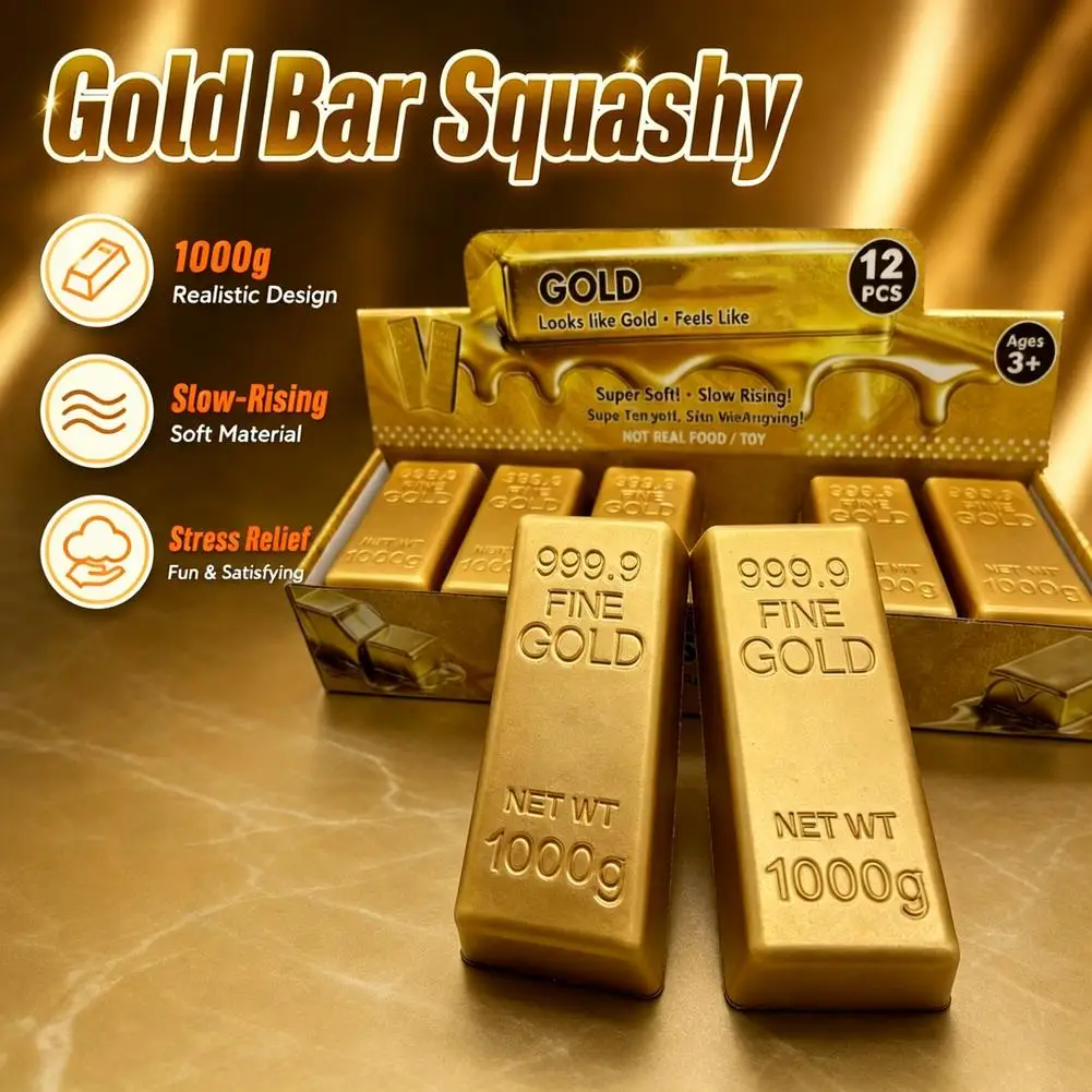 Simulate Gold Brick Squishy Toy Slow Rebound Squeeze Stress Relief Fidget For Anxiety & Party Favors