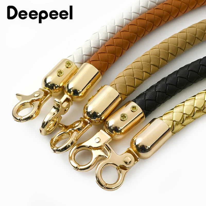 30/40/60cm Fashion PU Leather Woven Handbag Handles Metal Buckle for Women Bag Purse Replace Shoulder Strap Handle Accessories
