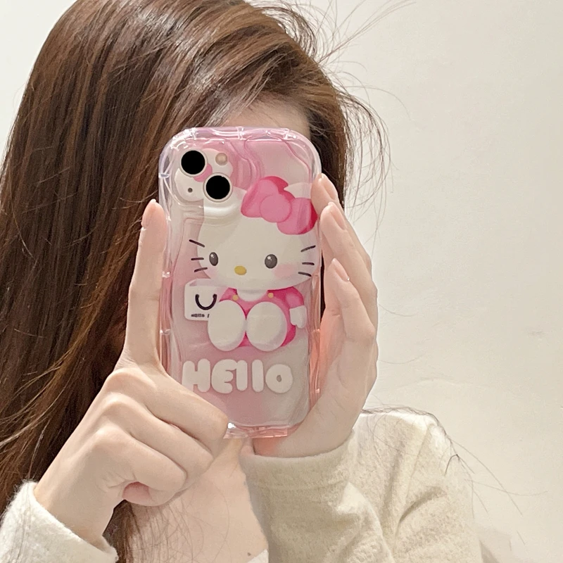 Kawaii Pink Hello Kitty Sanrio Cartoon Cute Phone Case For iPhone 16 E 15 14 13 12 11 Pro Max XR XS MAX 7 8 Plus MINI Y2K Cover