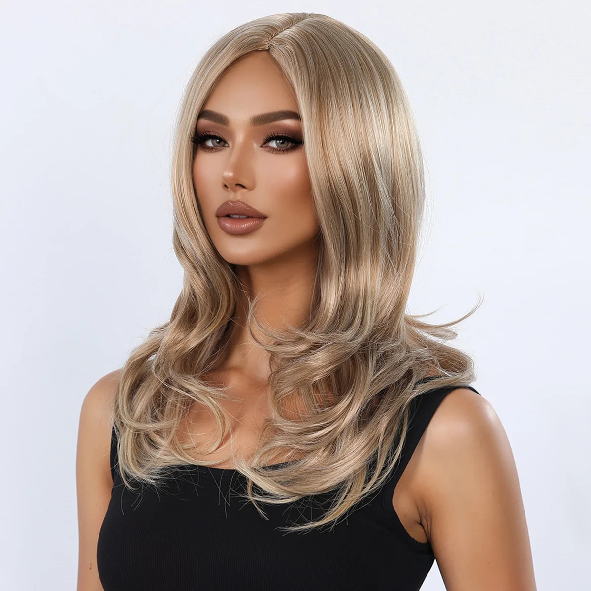 Medium Split Big Wave Synthetic Fiber Wig