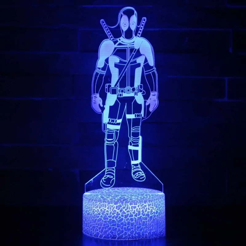 Marvel Avengers Anime 3D LED Nightlights Deadpool Lamp Colorful Changing Usb Night Lights Table Lamp Kid Christmas Birthday Gift
