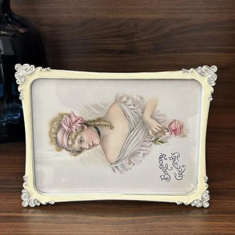 7/10 fashion silver white picture frames metal photo frames photocard holder for desktop decoration