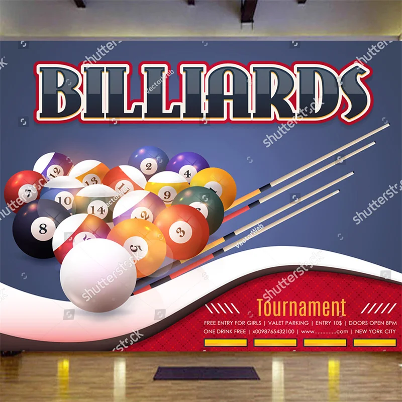 

Custom Wallpaper Modern Realistic Billiard Ball and Stick Illustration Billiard Club Background Wall Industrial Decor Wall Paper