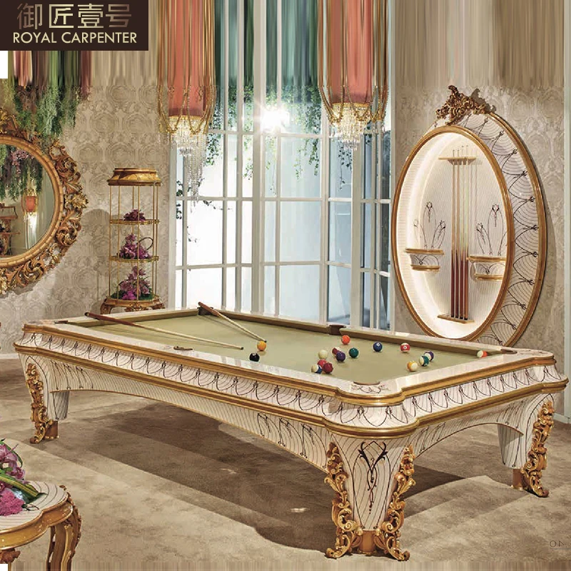 Large villa furniture European solid wood carving recreation room billiards table indoor billiards