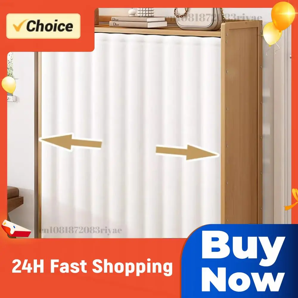 

6-ярусная полка-органайзер для обуви с белой сетчатой занавеской, деревянные многоярусные полки для обуви для прихожей, гостиной, коридора, дверного проема