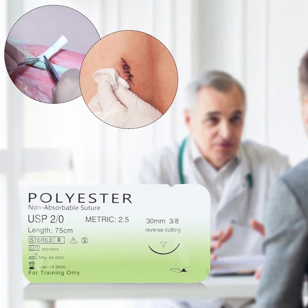 2/0 3/0 4/0 Monofilament Naald Hechtdraad Nylon Zijde Polypropyleen Polyester Chirurg Naaldsteken voor Medische Studenten Onderwijs