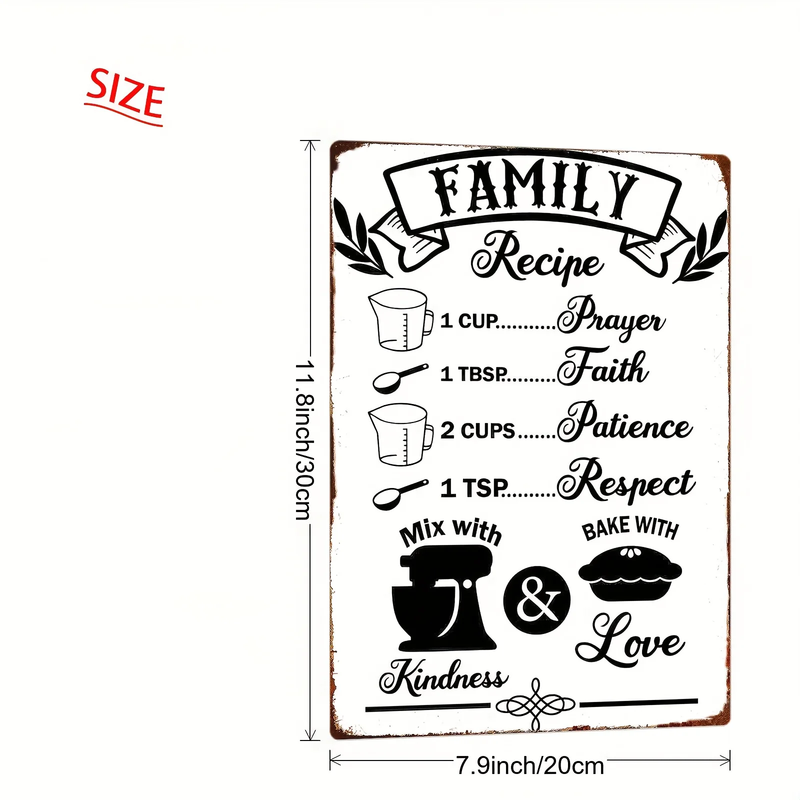 Faith Family Metal Iron Sign 8x12in Durable Indoor Outdoor Wall Decor Plaque