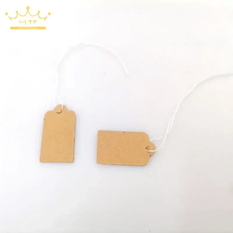 Khaki Paper Price Tag Rectangular Blank String Jewelry Lable White Jewelry Price Display Cards Promotion Label for Sales