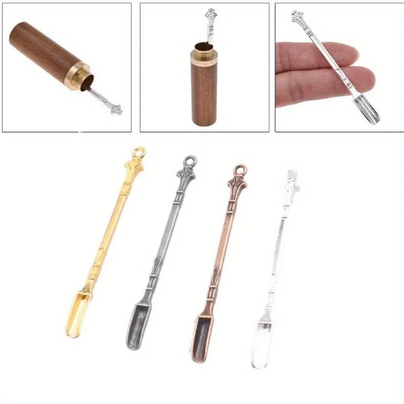 Mini Powder Spoon Metal Shovel Spoon Medicine Scoop Snuff Spoon for Sniffe Bottle Smoking Kitchen Accessories view 4
