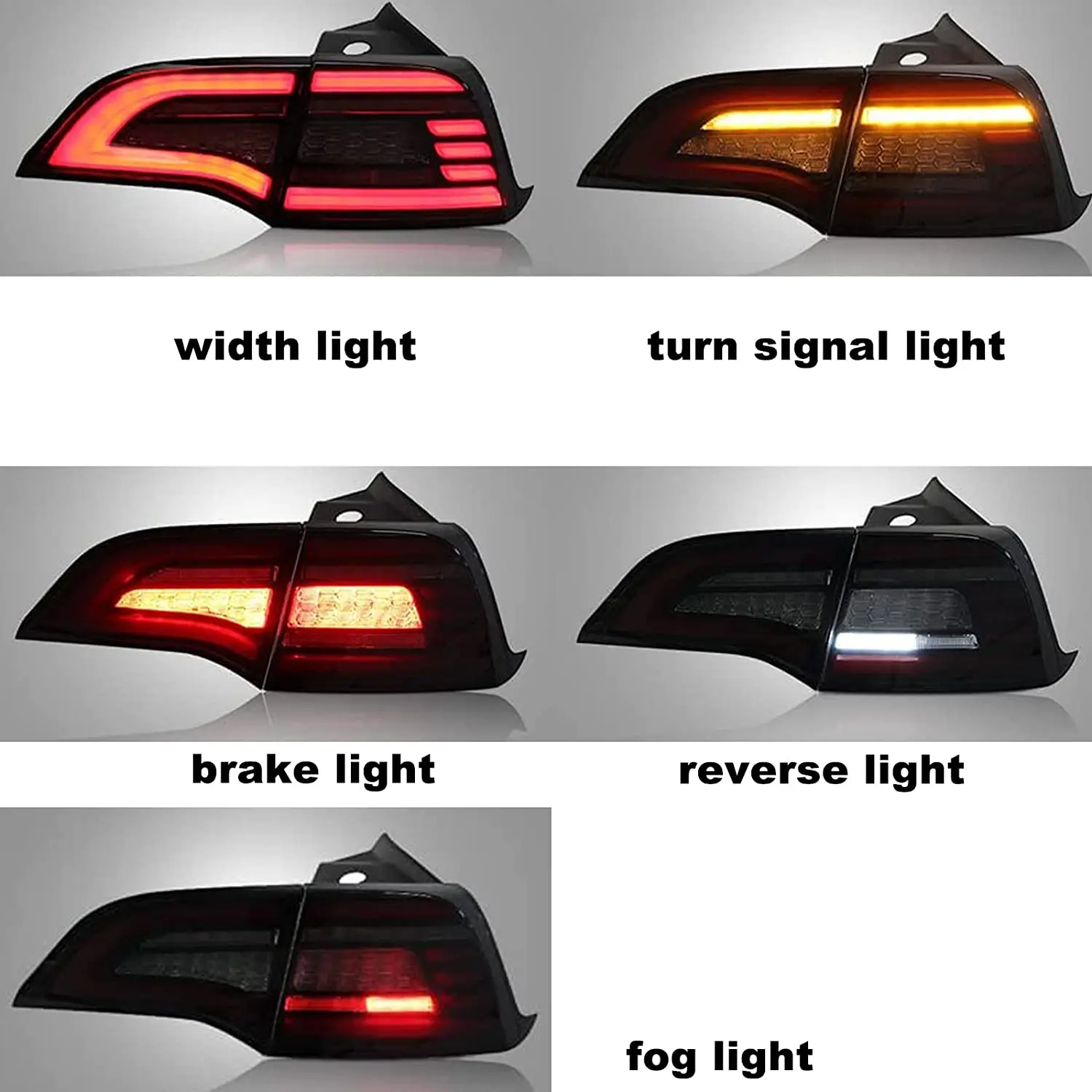 LED Tail Lights  for Tesla Model 3 Model Y 2017-2022  Full Led Tail Lights with Sequential Turn Signal DRL Rear Tail Lam