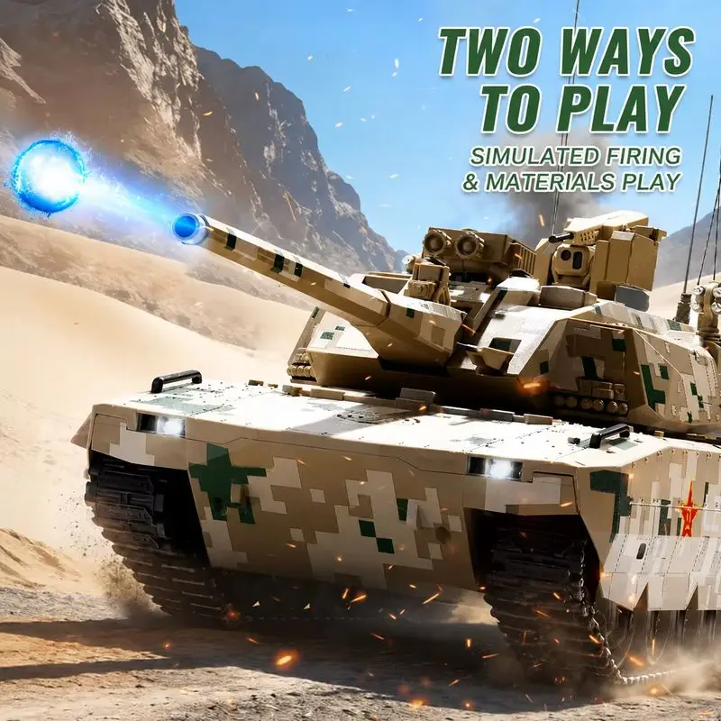 1:18 ZTZ-100 RC Tank Military Toy Electric Armored Vehicle 2.4GHz with Metal Tracks or Plastic Tracks, Sound Light Effects, 360°