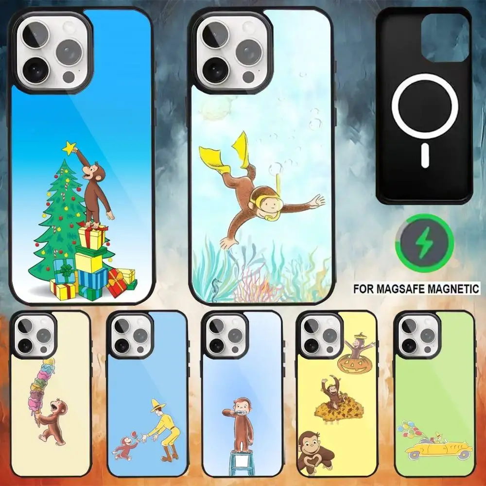 

Mokey C-Curious G-George Phone Case For iPhone17,16,15,14,13,12,11 Plus,Pro Max Magnetic For Magsafe Wireless Charging