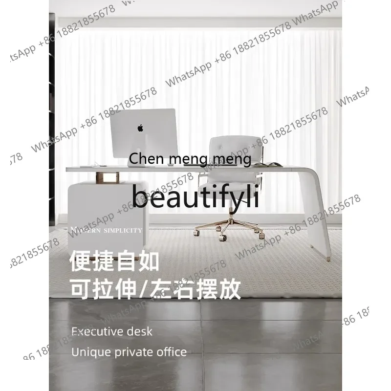 

2003Light luxury modern desk study computer table household saddle leather desk workbench