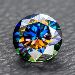 Pierre de moissanite ronde violette arc-en-ciel, diamant cultivé en laboratoire pour bijoux à bricoler soi-même, matériaux exécutifs avec certificat GRA