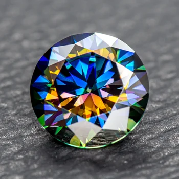 Moissanite หินรอบตัดสายรุ้งสีม่วงอัญมณี Lab Grown เพชรสําหรับเครื่องประดับ DIY ทําวัสดุที่มีใบรับรอง GRA