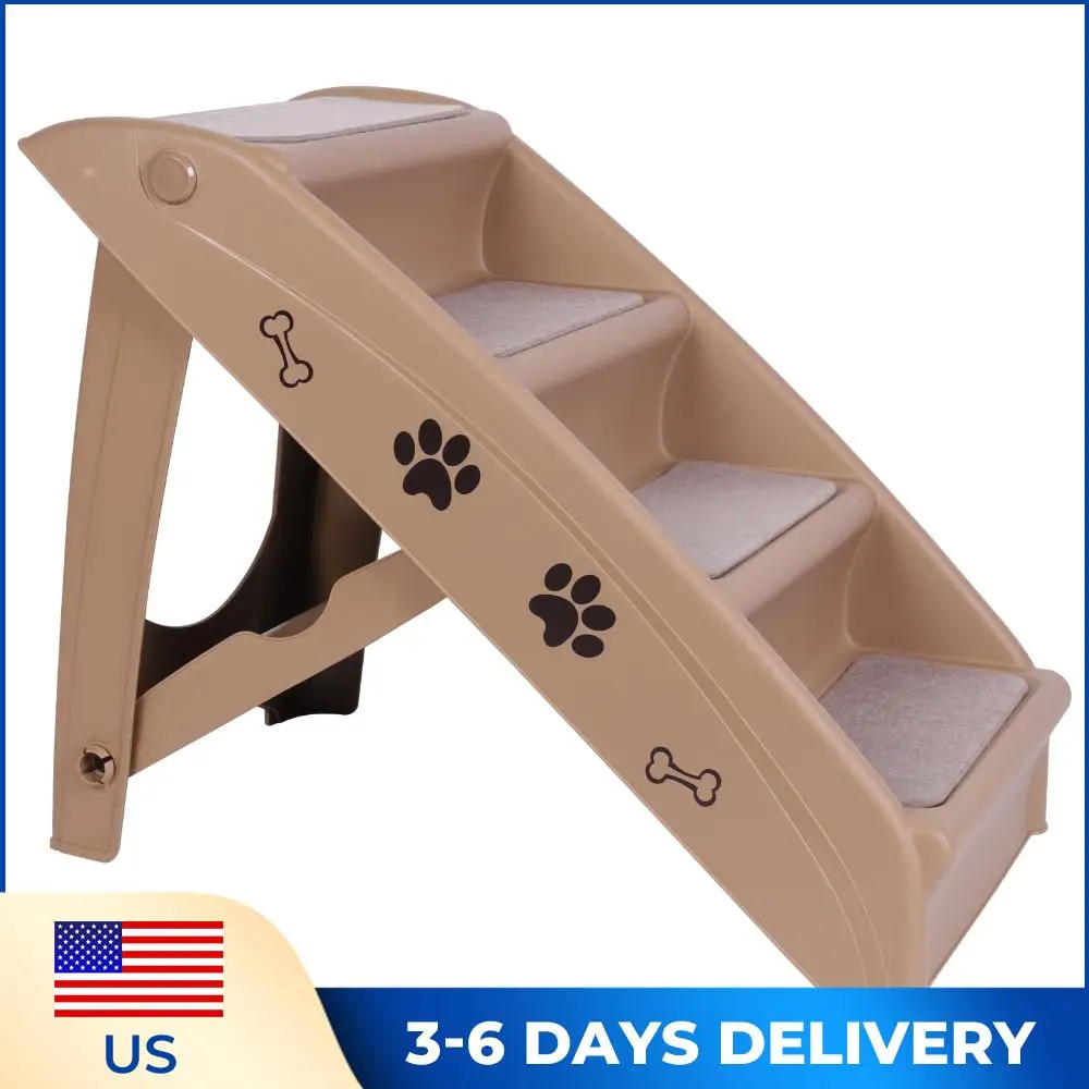 

4-Step Pet Dog Stairs Foldable Cat and Dog Steps Non-Slip Dog Stairs Ramp Sofa Ladder Pet Furniture for Small Pet Dogs Cats