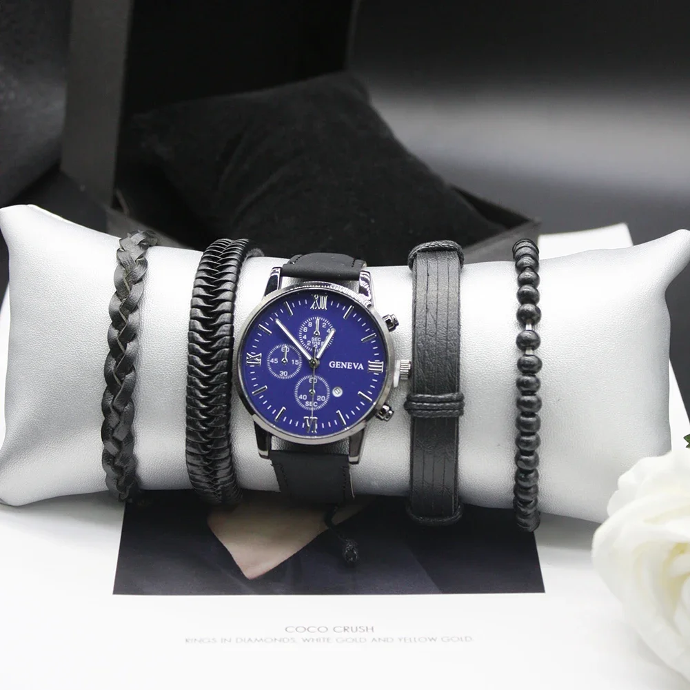 Набор из 5 модных кварцевых часов со стальным ремешком, модные удобные мужские часы, браслеты, коробка для улицы