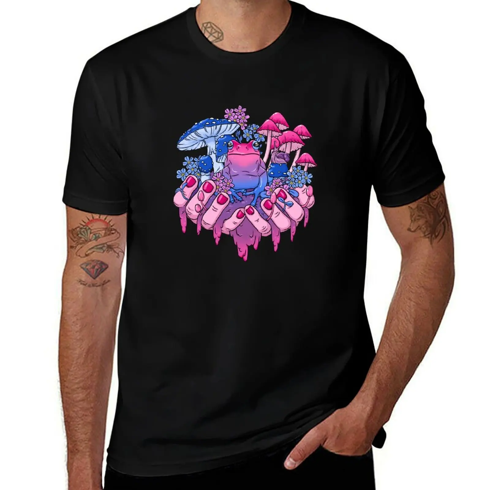 Bisexual Frog Fungi Handful T-Shirt Classic Crew Neck Cotton T-Shirt