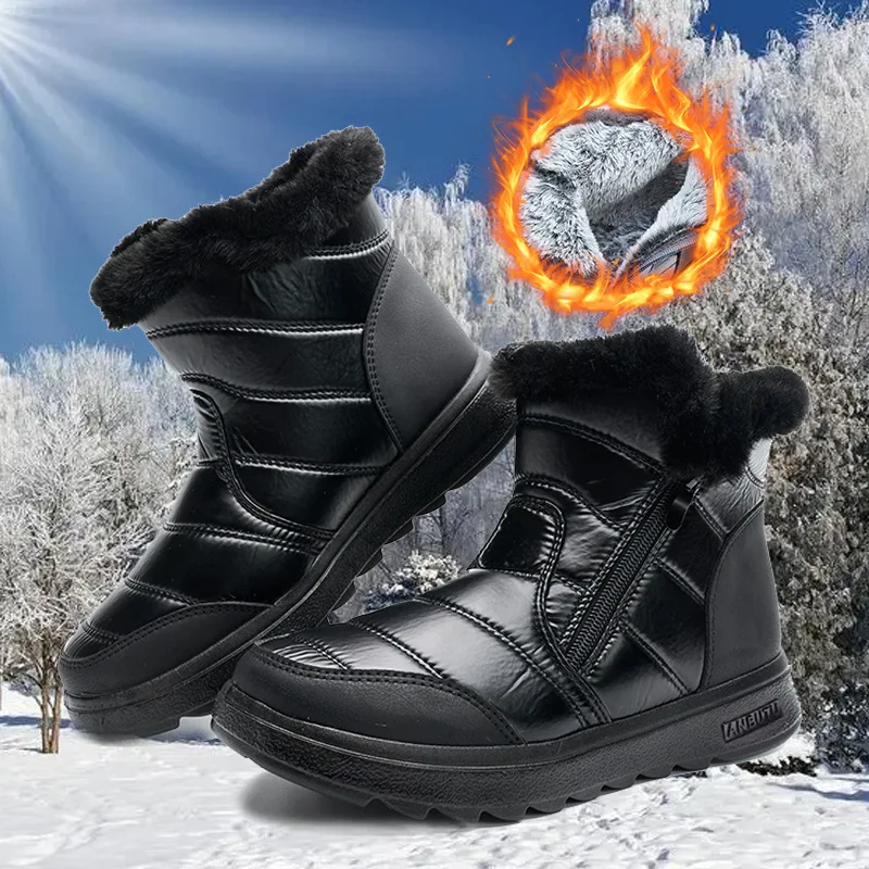 Women's Winter Footwear Fashion Padded Warm Snow Boots Female Comfort Non-slip Plush Ankle Boot Quilted Shoes Botas De Mujer