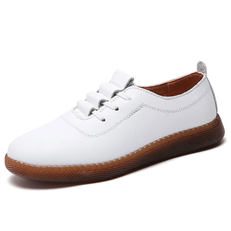 Weiße Frau Schuhe Plattform Leder Schuhe Frauen Turnschuhe Flache Oxford Schuhe Bequeme Mutter Schuhe Chaussures femme WSH4810