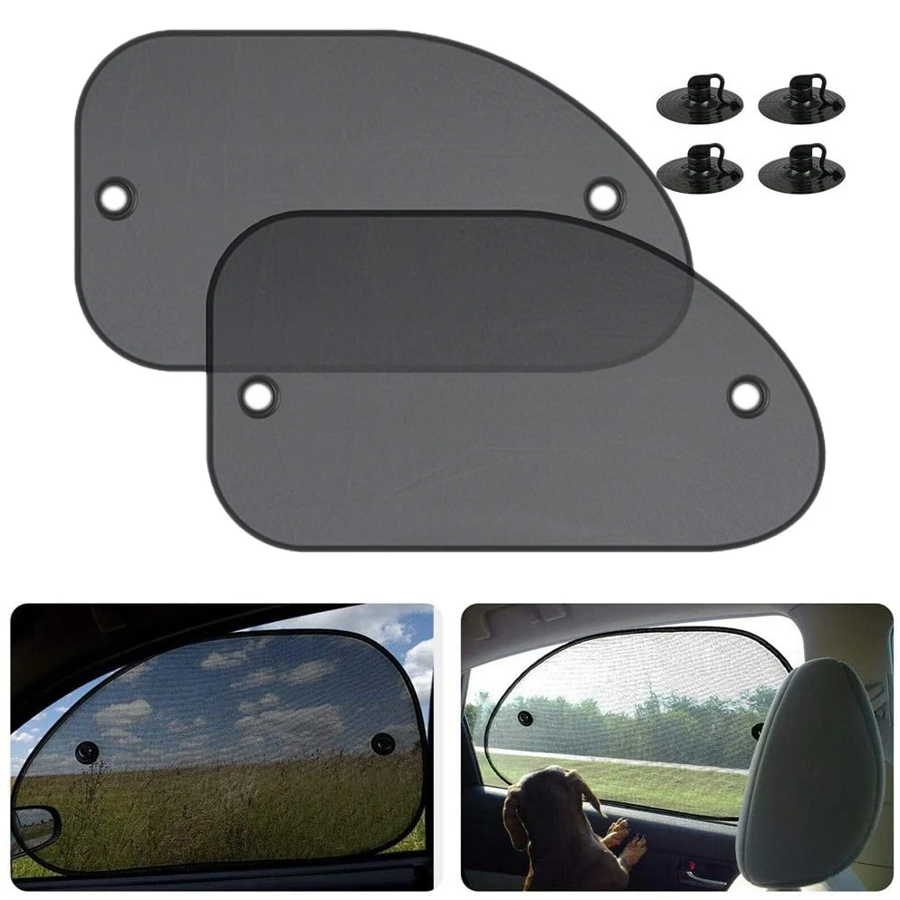 2Pcs Universal Size 25.59X14.96 Inch Car Sun Shade for Side Window with Suction Cups for Baby Kids and