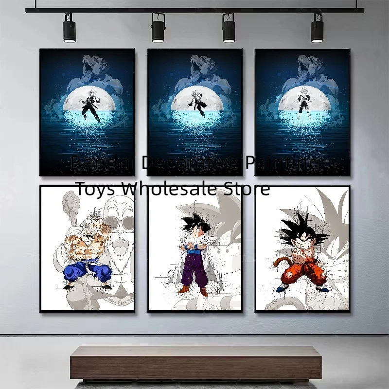 Bandai Classic Anime Canvas Print on Dragon Ball Goku Living Room Children Gifts Wall Art Aesthetic Poster Room Bedroomdecor