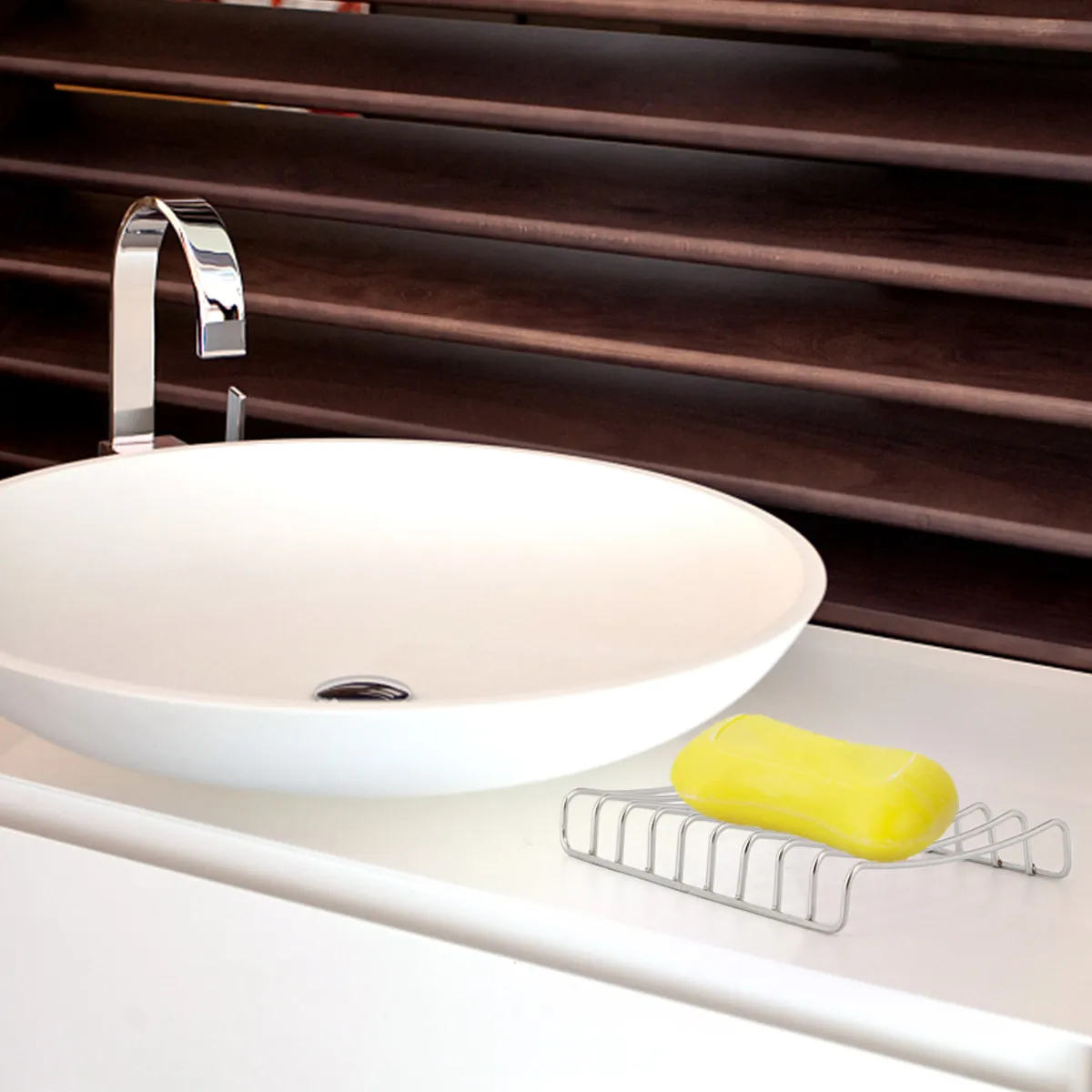 1Pcs Stainless Steel Soap Dish with Drainage Tray Elevated Center Non-Slip Edges Minimalist Bathroom Sink Soap Holder