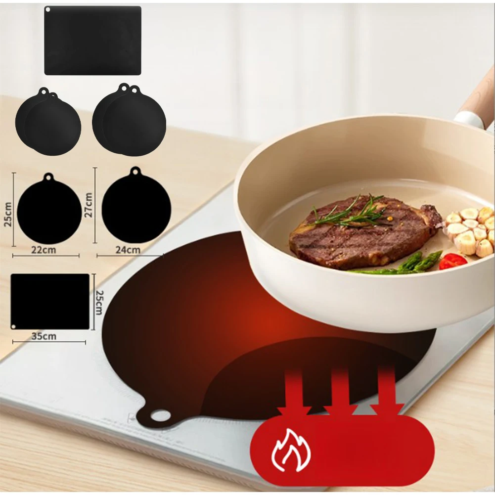 Set of 5 Induction Cooktop Protection Mats Made from Heat Resistant Silicone and Fiberglass Offering Spill Protection