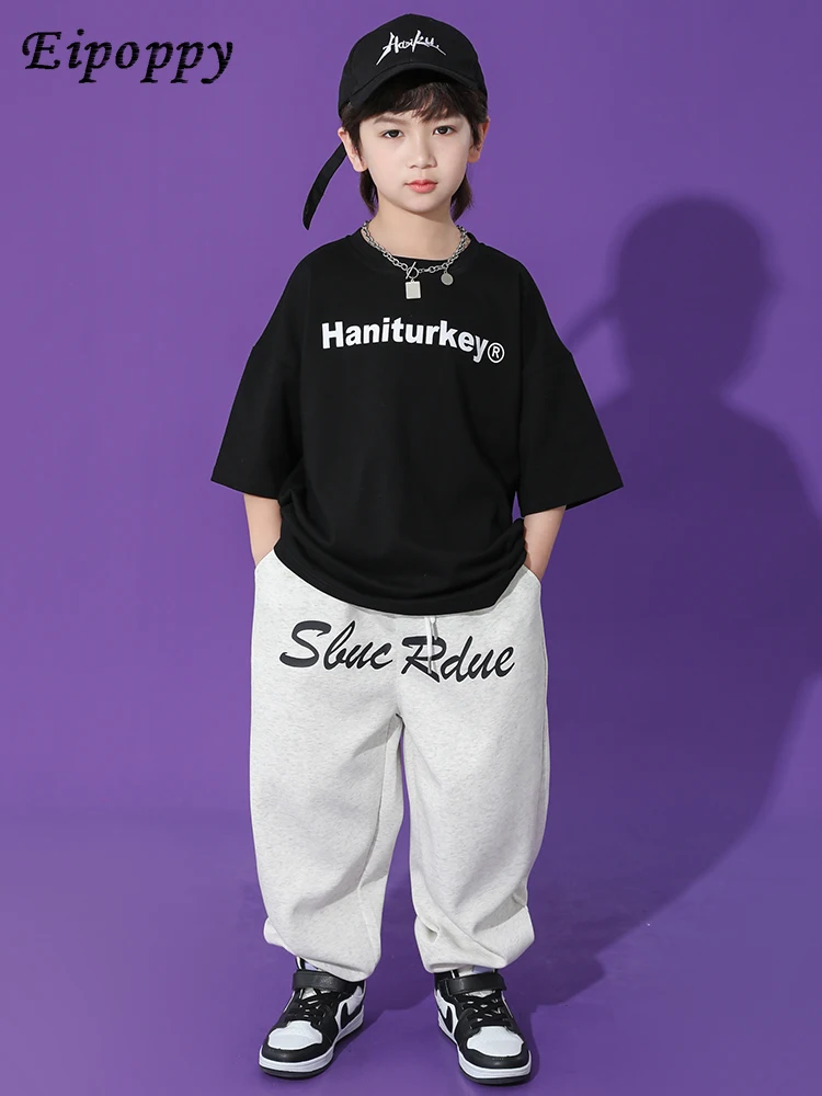 بدلة رقص للأطفال بأكمام قصيرة ، ملابس عصرية للأولاد و الفتيات ، زي هيب هوب