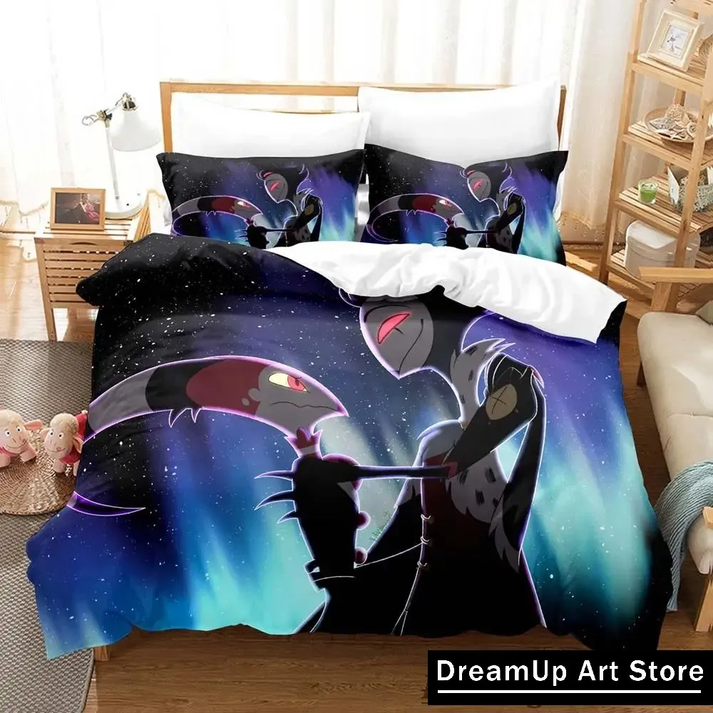 Cartoon Blitzo Buckzo Hazbin Hotel Helluva Boss Bedding Set Quilt Cover Bed Cover with Pillowcase Twin Single Queen King Size