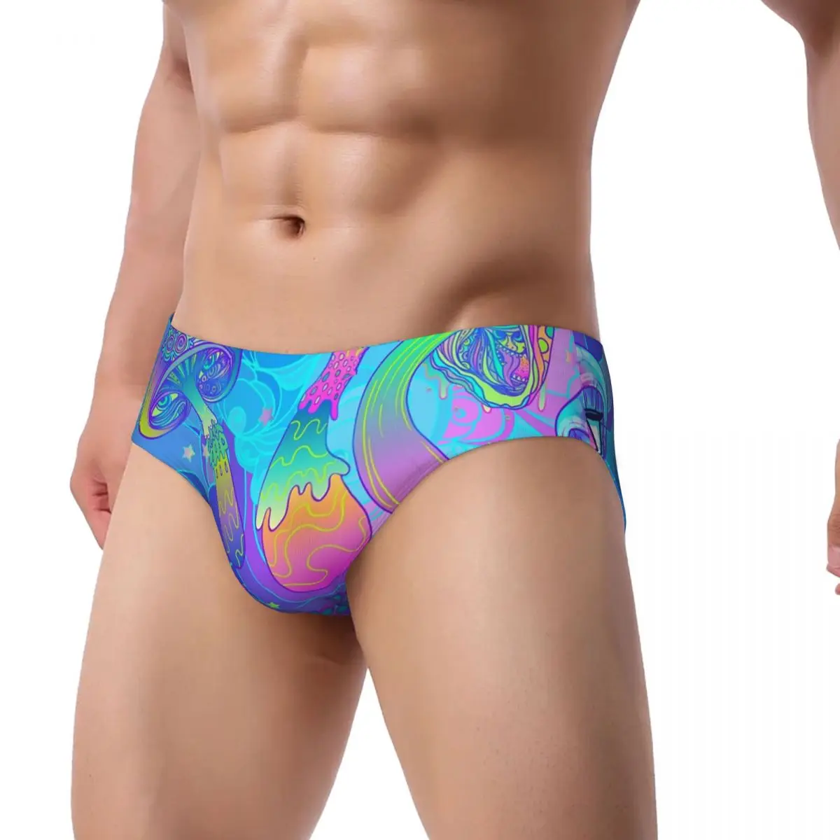 Custom Magic Mushroom Psychedelic Men's Briefs Panties Men's Stretch Boho Underwear Underpants