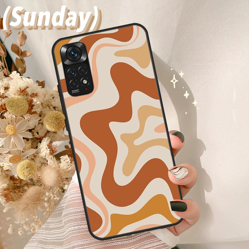 Retro Liquid Swirl Abstract Case For Redmi Note 11 10 8 9 12 Pro Plus Note 12S 11S 10S 9S Cover For Redmi 12C 9C 10C 10A