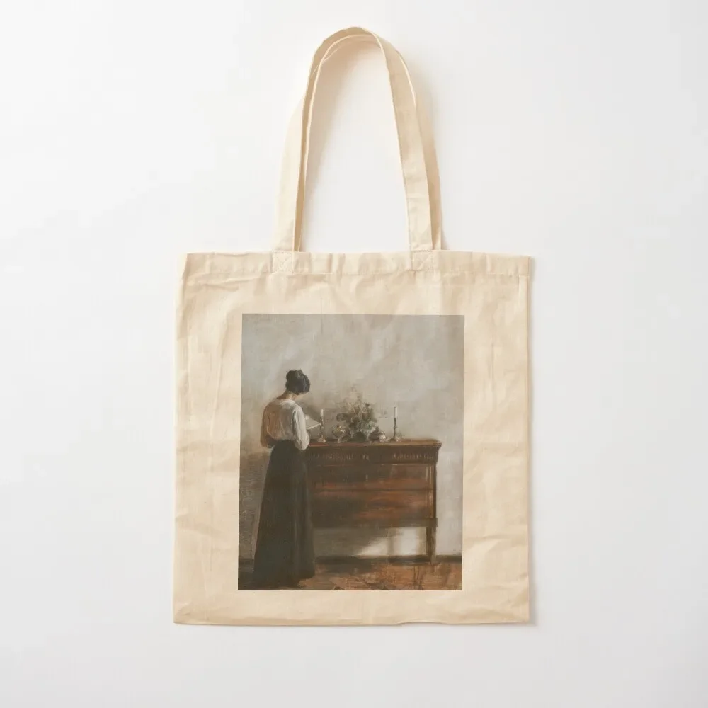 

Interior with the Artist's Wife Reading (Vintage Print) - Carl Holse Tote Bag cute pouch bag custom bags Tote Bag