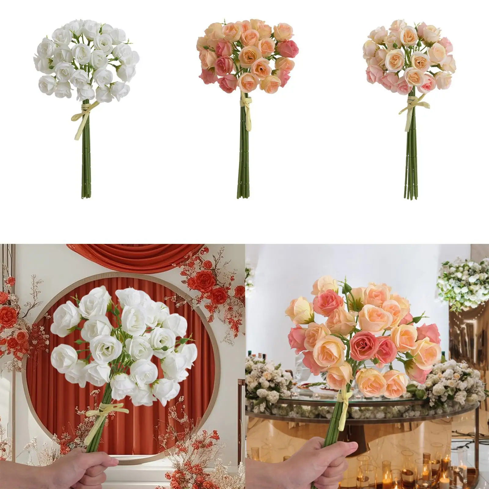 باقة الورود الاصطناعية باقات الورود الحريرية لطاولة الطعام المركزية للمنزل
