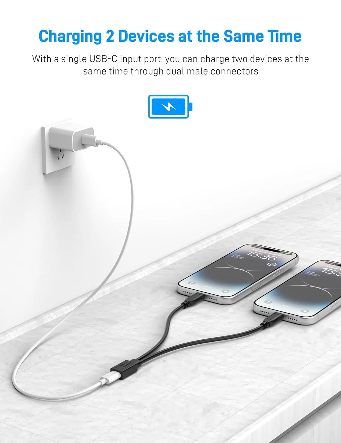Multi Port Type C Splitter Cable USB C Female To 1/2/3 Type C Male 3A Charging Power Cable (Only For Charging Not Data Sync)