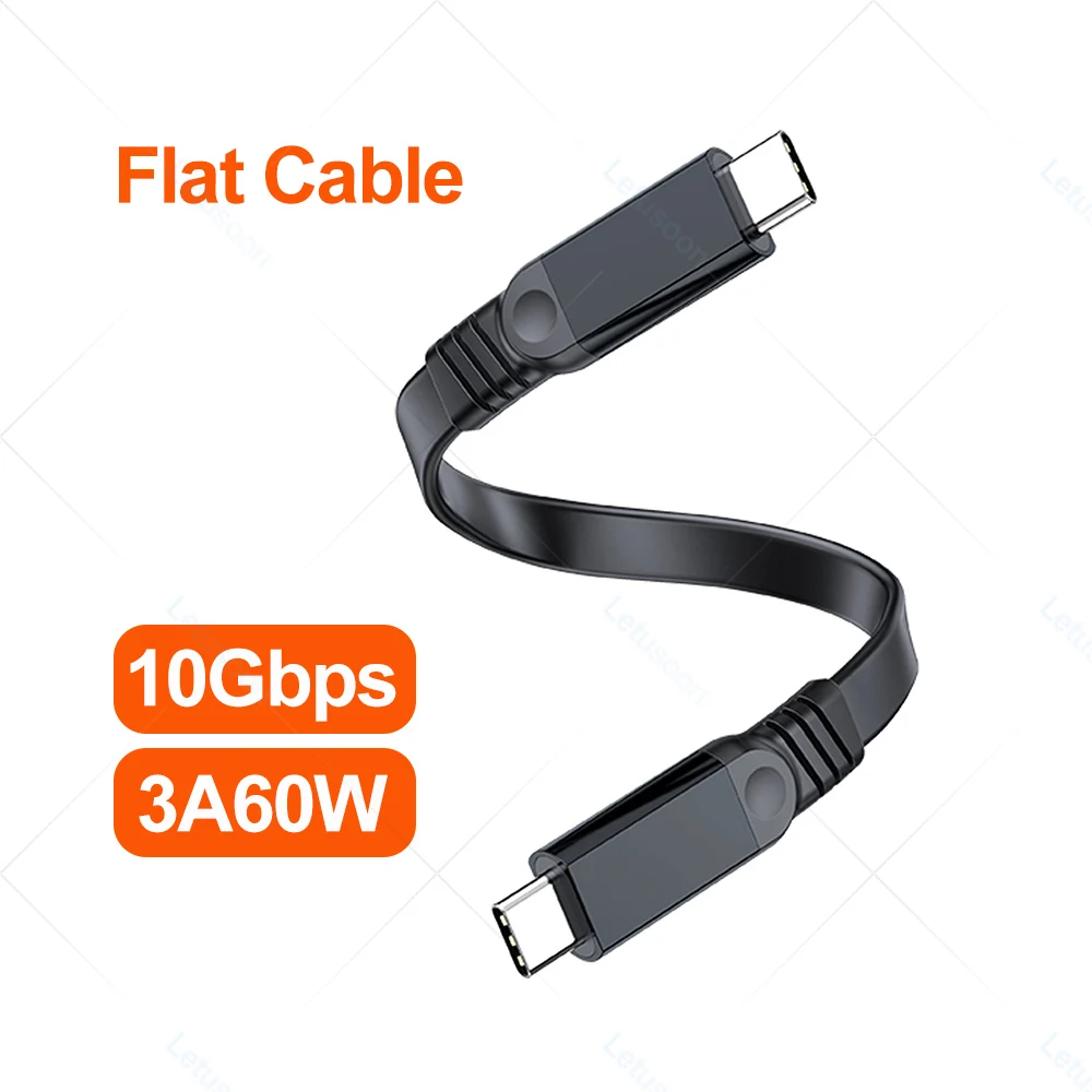 

Flat 3A 60W Fast Charging Cable Type C to C 10Gbps USB A to C Data Cable USB3.2 3 2 Cord for External Hard Disk Phone Laptop Gen