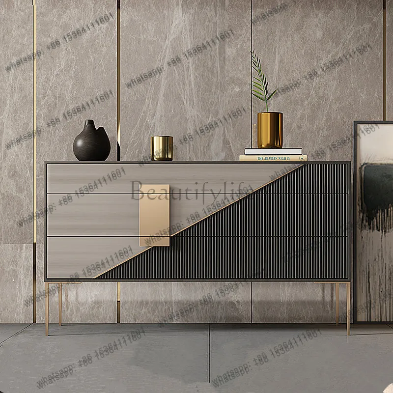 FG Italian Minimalist Entrance Cabinet Modern Nordic Foyer Home Decoration Cabinet Light Luxury