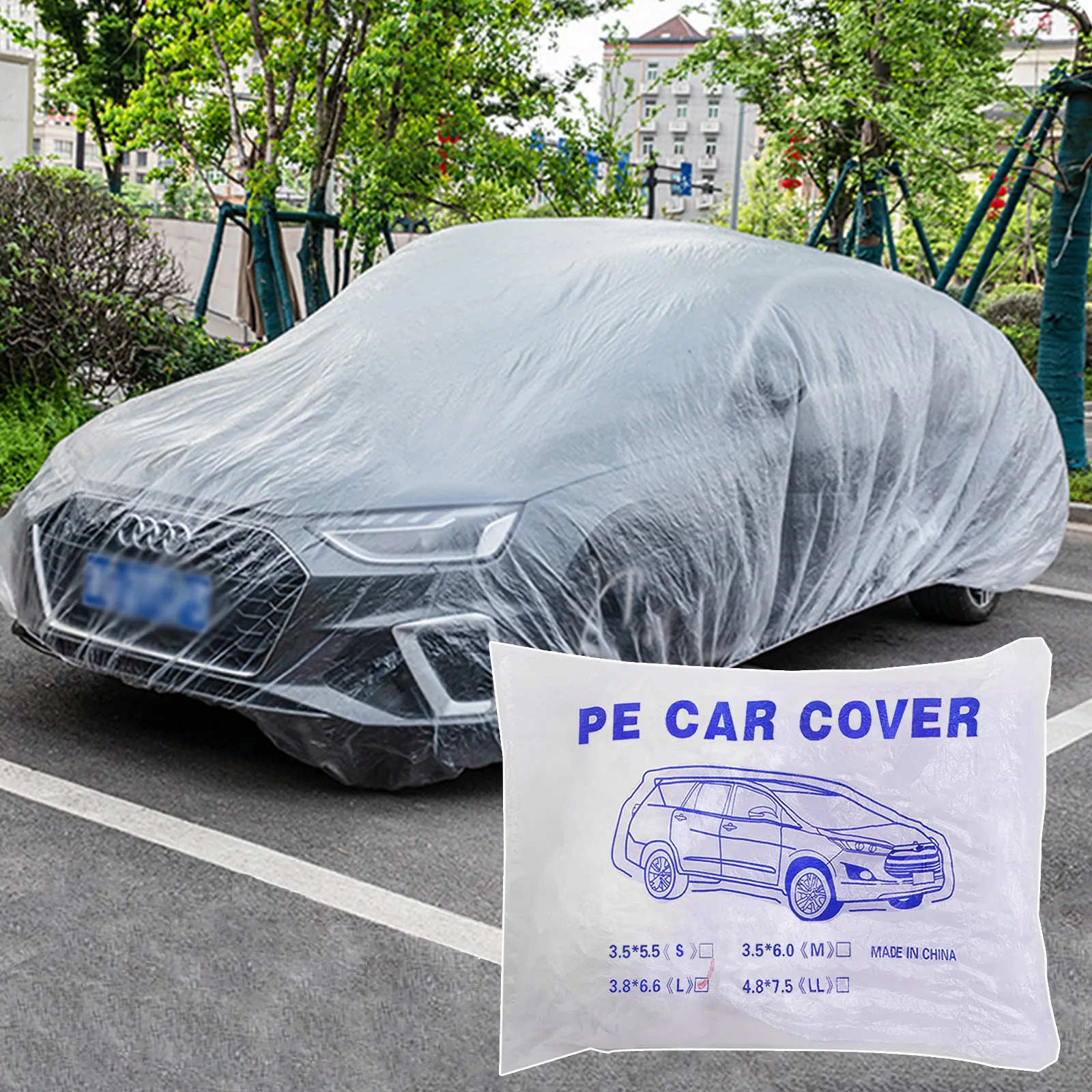 Universal Disposable Car Cover Clear Rain Proof Dustproof Thickened Plastic Vehicle Outdoor Garage 3.8x6.5m Exterior Accessories