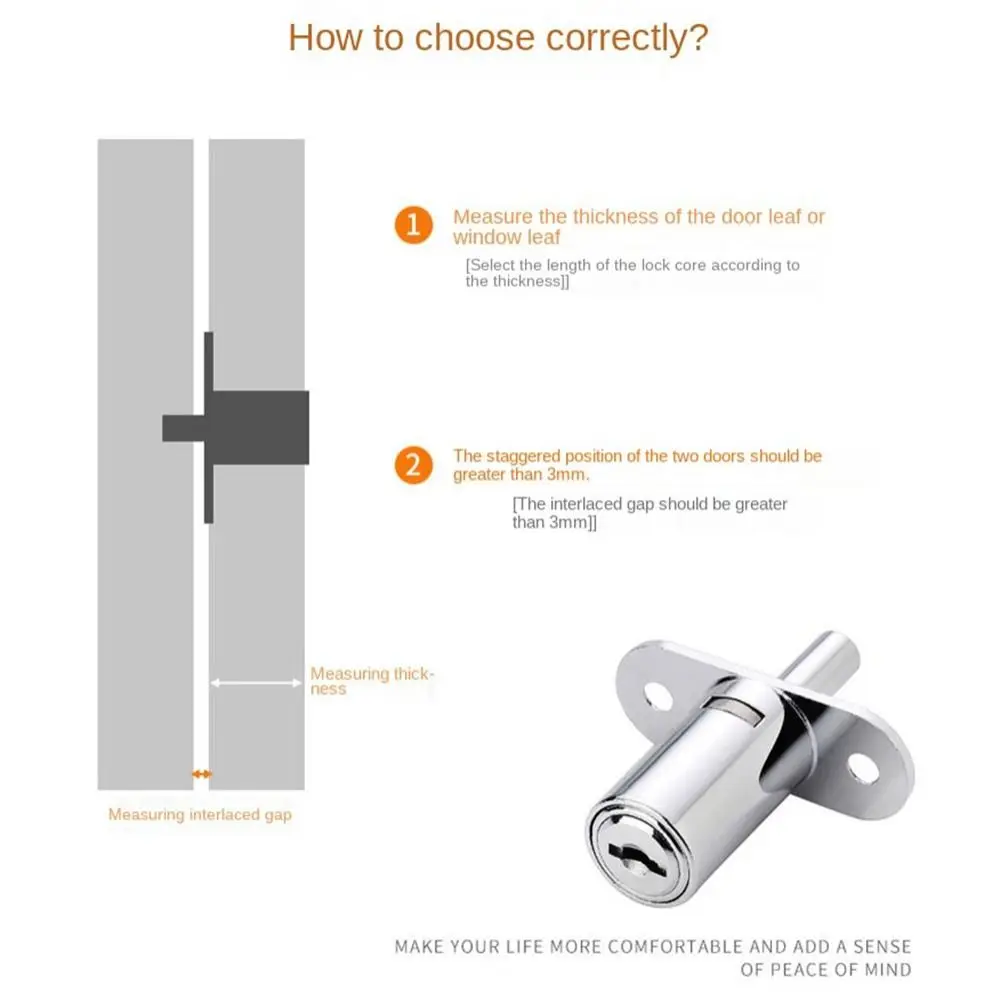 New Zinc Alloy Sliding Door Locks Antitheft With Keys Window Security Lock Security Lengthening Cabinet Catches Wardrobe