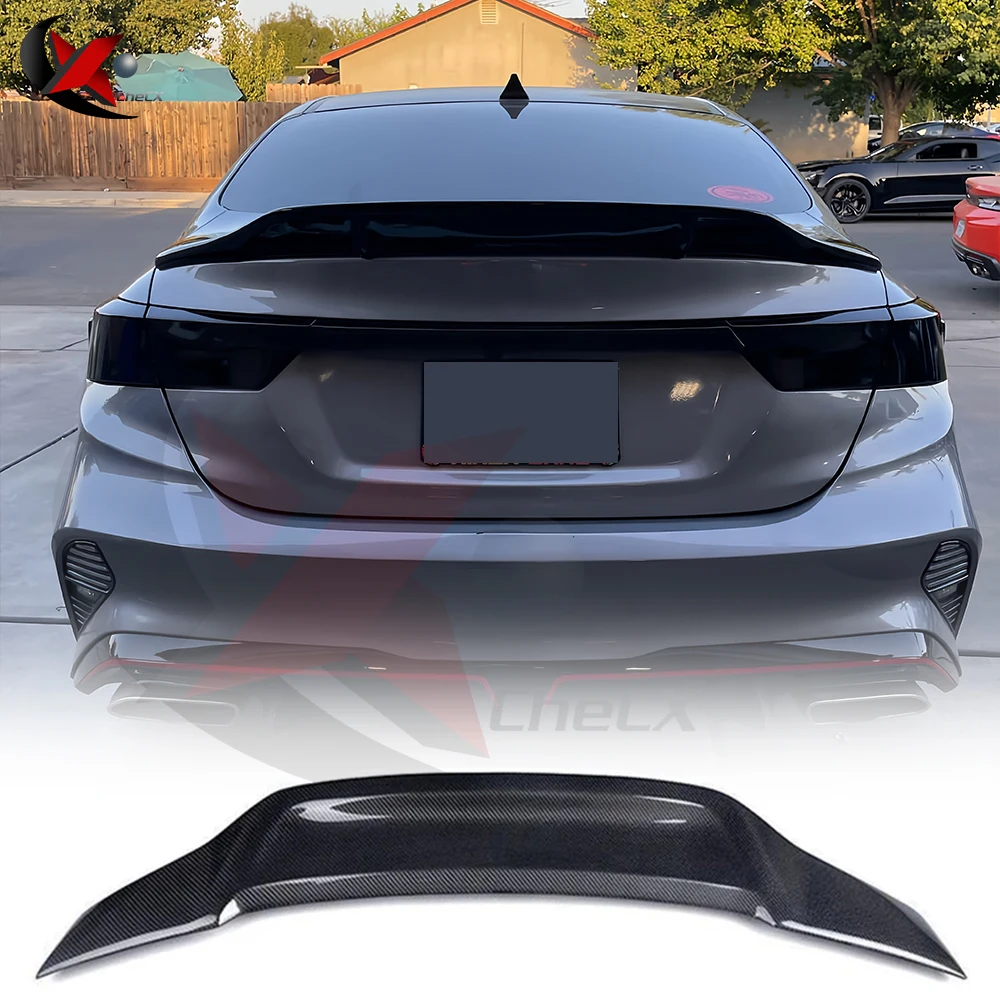 Suitable for 2019-2024 Kia Cerato Forte Sport GT K3 Carbon Fiber Rear Spoiler R Style Car Trunk Lid Decorative Cover Tail Wing