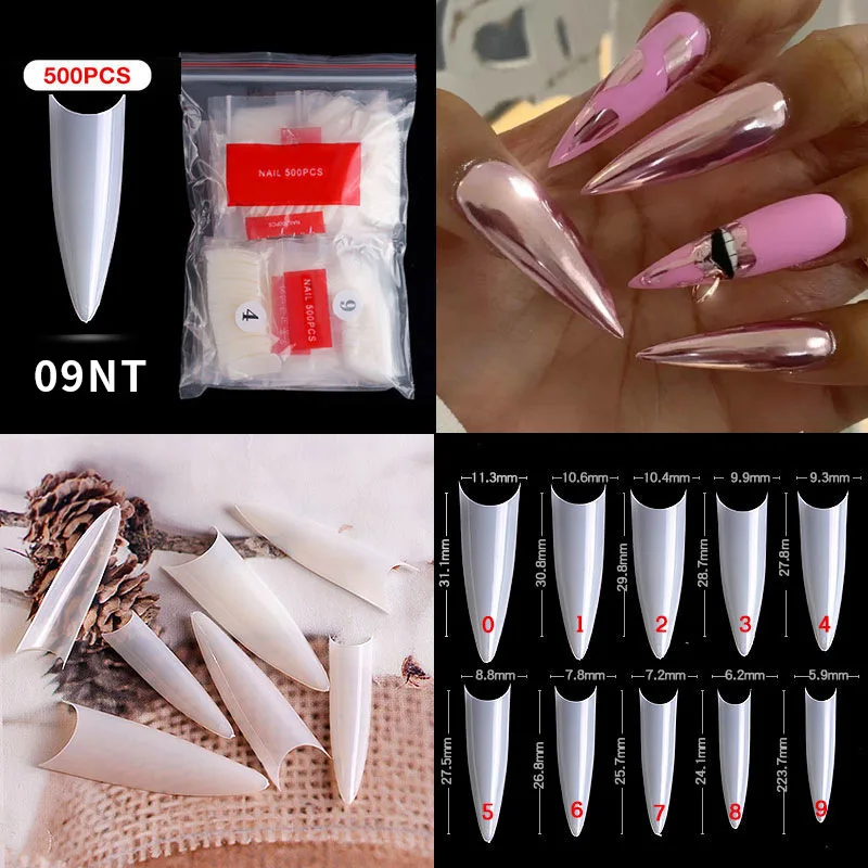 500/600 pçs/saco cobertura completa unhas falsas claro/natural imprensa em unhas conjunto profissional dicas de unhas falsas salões de arte e casa ferramenta diy