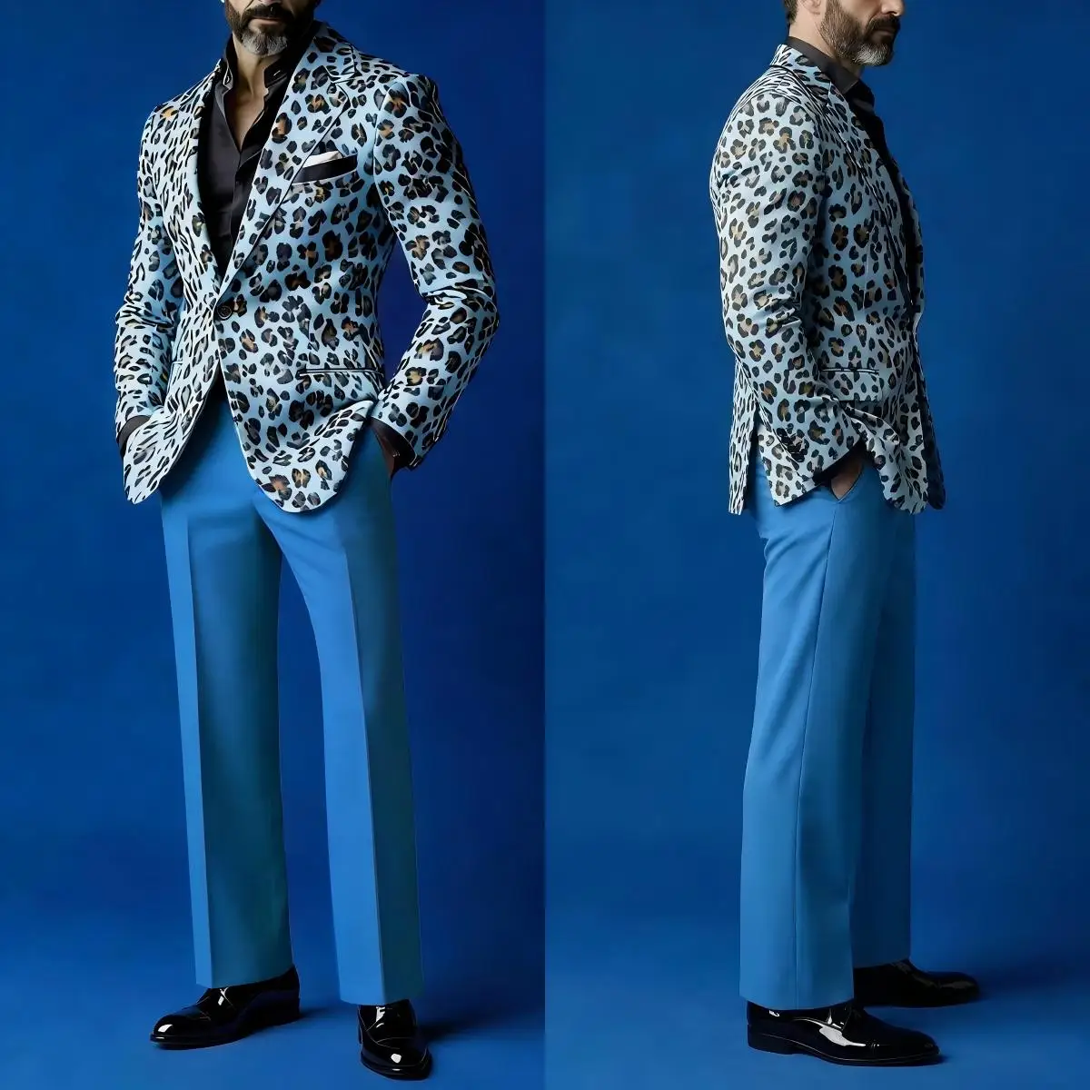 Leisure Leopard Print Wedding Suits For Groom Notched Lapel Single Breasted Tuxedos 2 Pcs Jacket Pants Party Prom Customized