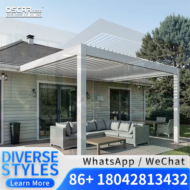3x3 3x4 4x4 6x4m Factory Wholesale Outdoor Bioclimatic Aluminium Louvered  Suitable for US Gardens Patios and Balconies Pergola